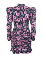 Floral Black Short Dress With Ruches Giuseppe di Morabito Floral Black Short Dress With Ruches - Flora midnight