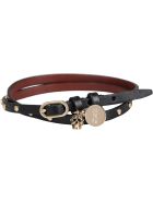 Alexander McQueen Leather Bracelet With Medallion And Skull Alexander McQueen Leather Bracelet With Medallion And Skull - black