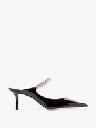 Jimmy Choo Black Patent Leather Mules With Crystal Strap Jimmy Choo Black Patent Leather Mules With Crystal Strap - Black