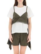 T-shirt With Wool Blend Top Sacai T-shirt With Wool Blend Top - Khakiwhite