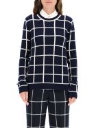 Gabriela Hearst Checkered Crew Neck Sweater Gabriela Hearst Checkered Crew Neck Sweater - NAVY IVORY WINDOWPANE (Blue)