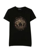 Young Versace Black T-shirt With Golden Print Young Versace Black T-shirt With Golden Print - Nero/oro