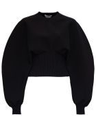Bottega Veneta Stretch Wool Sweater With Oversize Sleeves Bottega Veneta Stretch Wool Sweater With Oversize Sleeves - Black