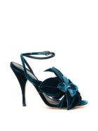 Marco de Vincenzo Velvet Sandals With Flower Marco de Vincenzo Velvet Sandals With Flower - PETROLEUM (Green)