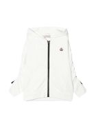 Moncler White Sweatshirt With Zip , Hood And Logo Moncler White Sweatshirt With Zip , Hood And Logo - Unica