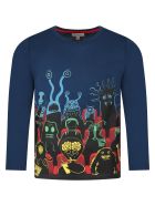 Paul Smith Junior Blue T-shirt For Kids With Monster Paul Smith Junior Blue T-shirt For Kids With Monster - Blue