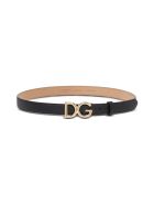 Dolce & Gabbana Black Leather Belt With Logo Buckle Dolce & Gabbana Black Leather Belt With Logo Buckle - Black