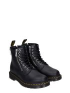 Dr. Martens 1460 Zip Combat Boots In Black Leather Dr. Martens 1460 Zip Combat Boots In Black Leather - black