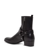 Saint Laurent Wyatt Ankle Boots In Black Leather Saint Laurent Wyatt Ankle Boots In Black Leather - Black