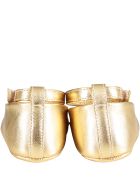 Dolce & Gabbana Gold Ballerina Shoes For Babygirl With Metallic Logo Dolce & Gabbana Gold Ballerina Shoes For Babygirl With Metallic Logo - Gold