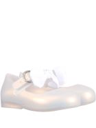 Melissa White Ballerina Flats For Girl With Bow Melissa White Ballerina Flats For Girl With Bow - White