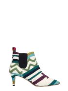Bams High Heels Ankle Boots In White Fabric Bams High Heels Ankle Boots In White Fabric - white