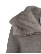 Woman Coat In Taupe Cashmere With Fur Agnona Woman Coat In Taupe Cashmere With Fur - Taupe
