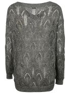 Brunello Cucinelli V-neck Woven Sweater Brunello Cucinelli V-neck Woven Sweater - GREY
