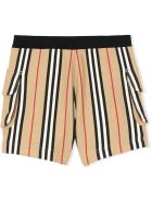 Burberry Ecru Cotton Icon Stripe Shorts Burberry Ecru Cotton Icon Stripe Shorts - Check