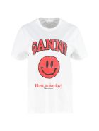 Ganni Cotton Crew-neck T-shirt Ganni Cotton Crew-neck T-shirt - White