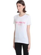T-shirt In White Cotton Balmain T-shirt In White Cotton - Blanc/rose