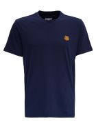 Kenzo Cotton T-shirt With Tiger Patch Logo Kenzo Cotton T-shirt With Tiger Patch Logo - Blu