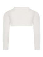 Simonetta White Cardigan For Girl With Flowers Simonetta White Cardigan For Girl With Flowers - White
