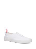 Thom Browne White Cotton Canvas Heritage Sneakers Thom Browne White Cotton Canvas Heritage Sneakers - White