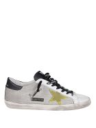 Grey Net And White Leather Super-star Sneakers Golden Goose Grey Net And White Leather Super-star Sneakers - Grey
