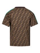 Fendi Brown T-shirt For Kids With Double Ff Fendi Brown T-shirt For Kids With Double Ff - Brown