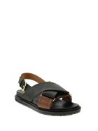 Marni Criss-cross Fussbett Calfskin Sandal Marni Criss-cross Fussbett Calfskin Sandal - Black/brown