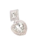Alessandra Rich Crystal Heart With Square Clip Earrings Alessandra Rich Crystal Heart With Square Clip Earrings - CRYSTAL SILVER (Silver)