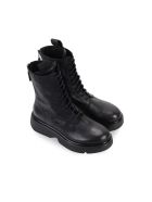 Elena Iachi Black Leather Lace Up Boot Elena Iachi Black Leather Lace Up Boot - Nero