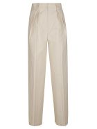 Tory Burch Canvas Pleated Trousers Tory Burch Canvas Pleated Trousers - Natural