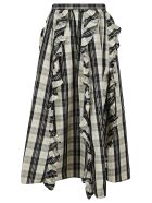 RED Valentino Ruffle Applique Checked Skirt RED Valentino Ruffle Applique Checked Skirt - White/Black