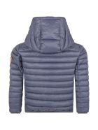 Save the Duck Blue Jacket For Boy With Iconic Patch Save the Duck Blue Jacket For Boy With Iconic Patch - Blue