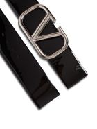 Valentino Garavani V Logo Patent Leather Belt Valentino Garavani V Logo Patent Leather Belt - Black