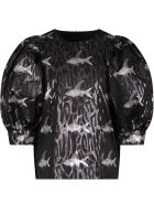 Caroline Bosmans Black Blouse For Girl With Colorful Fishes Caroline Bosmans Black Blouse For Girl With Colorful Fishes - Black