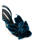 Marco de Vincenzo Velvet Sandals With Flower Marco de Vincenzo Velvet Sandals With Flower - PETROLEUM (Green)