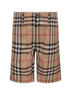Burberry Beige Boy Short With Iconic Vintage Check Burberry Beige Boy Short With Iconic Vintage Check - Beige