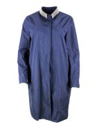 Fabiana Filippi Light Nylon Coat With Button Closure And Jewels On The Collar Fabiana Filippi Light Nylon Coat With Button Closure And Jewels On The Collar - Blu