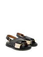 Marni Criss-cross Fussbett Calfskin Sandal Marni Criss-cross Fussbett Calfskin Sandal - Black/white