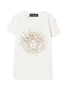 Young Versace White T-shirt With Golden Print Young Versace White T-shirt With Golden Print - Bianco/oro