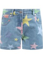 Stella McCartney Light Blue Short For Girl With Stars Stella McCartney Light Blue Short For Girl With Stars - BLUE
