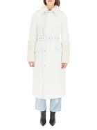 Mr & Mrs Italy Cotton Trench Coat With Leather And Shearling Inserts Mr & Mrs Italy Cotton Trench Coat With Leather And Shearling Inserts - OFF WHITE SAIL WHITE (White)
