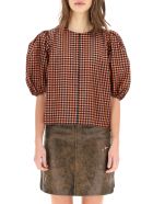 Ganni Seersucker Check Top Ganni Seersucker Check Top - Rosso