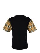 Burberry Serra - Vintage Check Sleeve Cotton T-shirt Burberry Serra - Vintage Check Sleeve Cotton T-shirt - Black