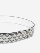 Belt With All-over Monogram Print Emporio Armani Belt With All-over Monogram Print - Grigio