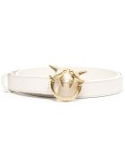 Love Berry Belt In White Leather With Logoed Buckle Pinko Love Berry Belt In White Leather With Logoed Buckle - Panna