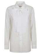 RED Valentino Pleated Bib Bow-detailed Shirt RED Valentino Pleated Bib Bow-detailed Shirt - White