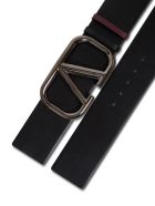 Valentino Garavani Vlogo High Reversible Leather Belt With Buckle Valentino Garavani Vlogo High Reversible Leather Belt With Buckle - Black