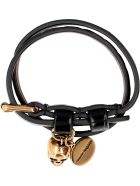 Alexander McQueen Leather Bracelet With Metal Logo Pendant And Skull Alexander McQueen Leather Bracelet With Metal Logo Pendant And Skull - black