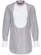Chloé Striped Cotton Shirt With Contrasting Bib Chloé Striped Cotton Shirt With Contrasting Bib - Blu