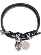 Alexander McQueen Leather Bracelet With Medallion And Skull Alexander McQueen Leather Bracelet With Medallion And Skull - black